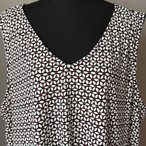 Talbots Women‎ Tank Top 3X Black Sleeveless V-Neck Geometric Plus Office Classic